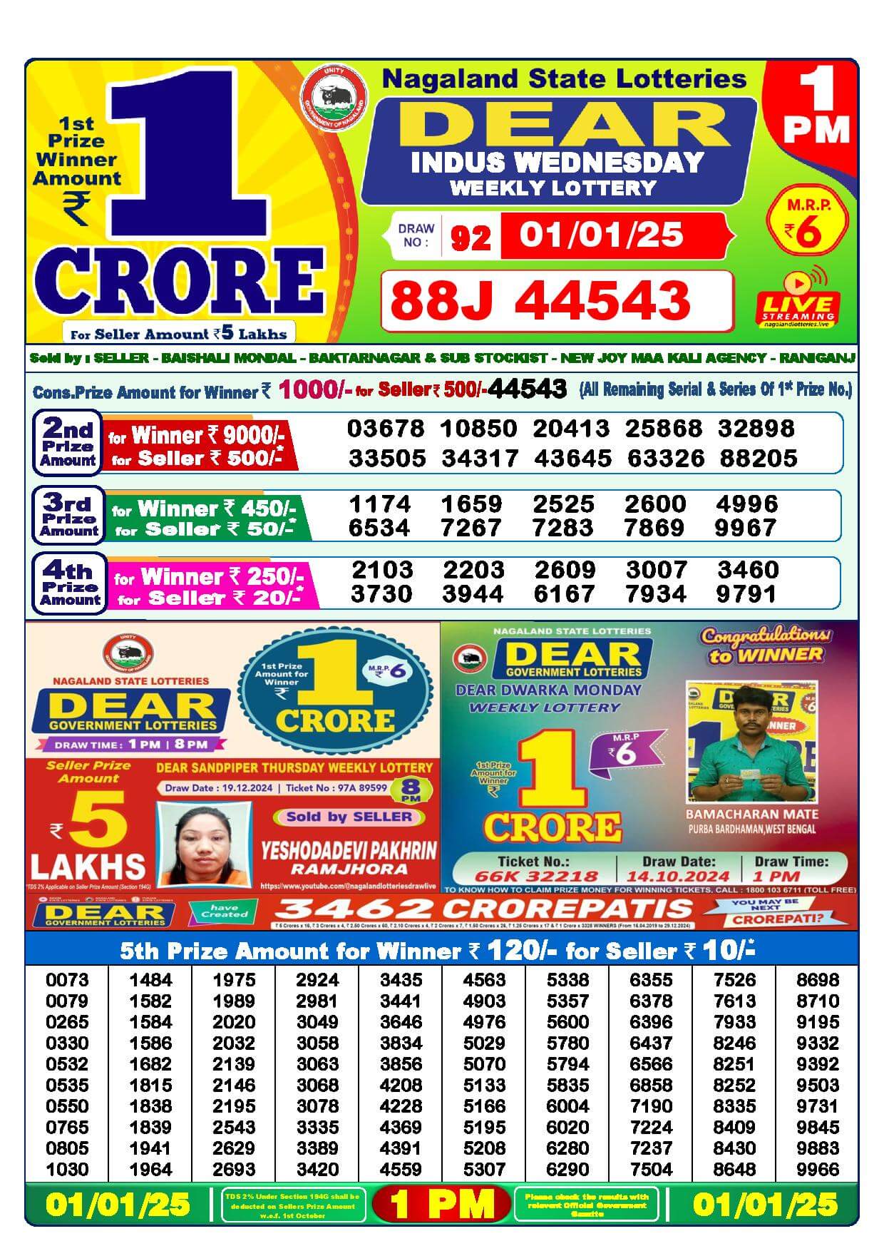 Lottery Sambad 1 PM Result