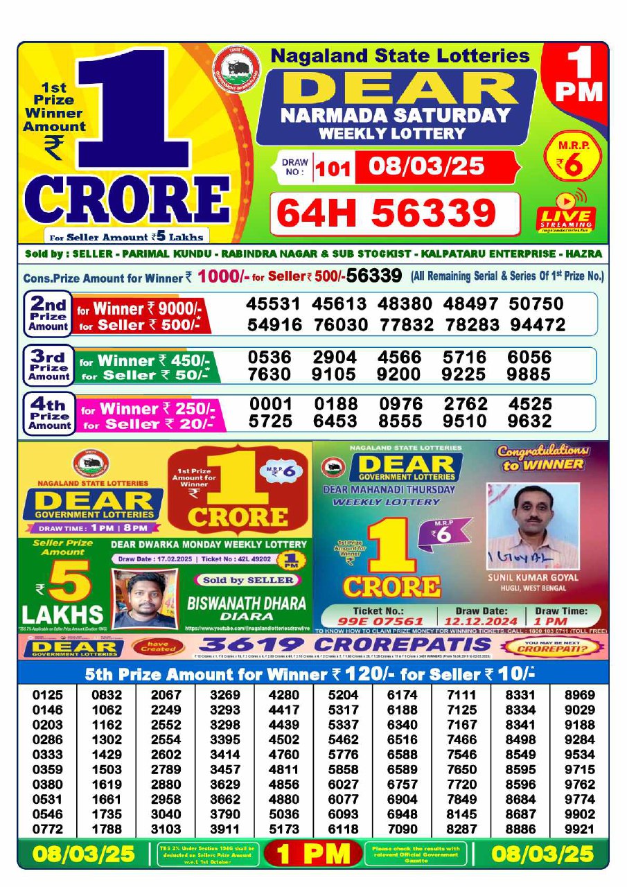 1 PM Lottery Result