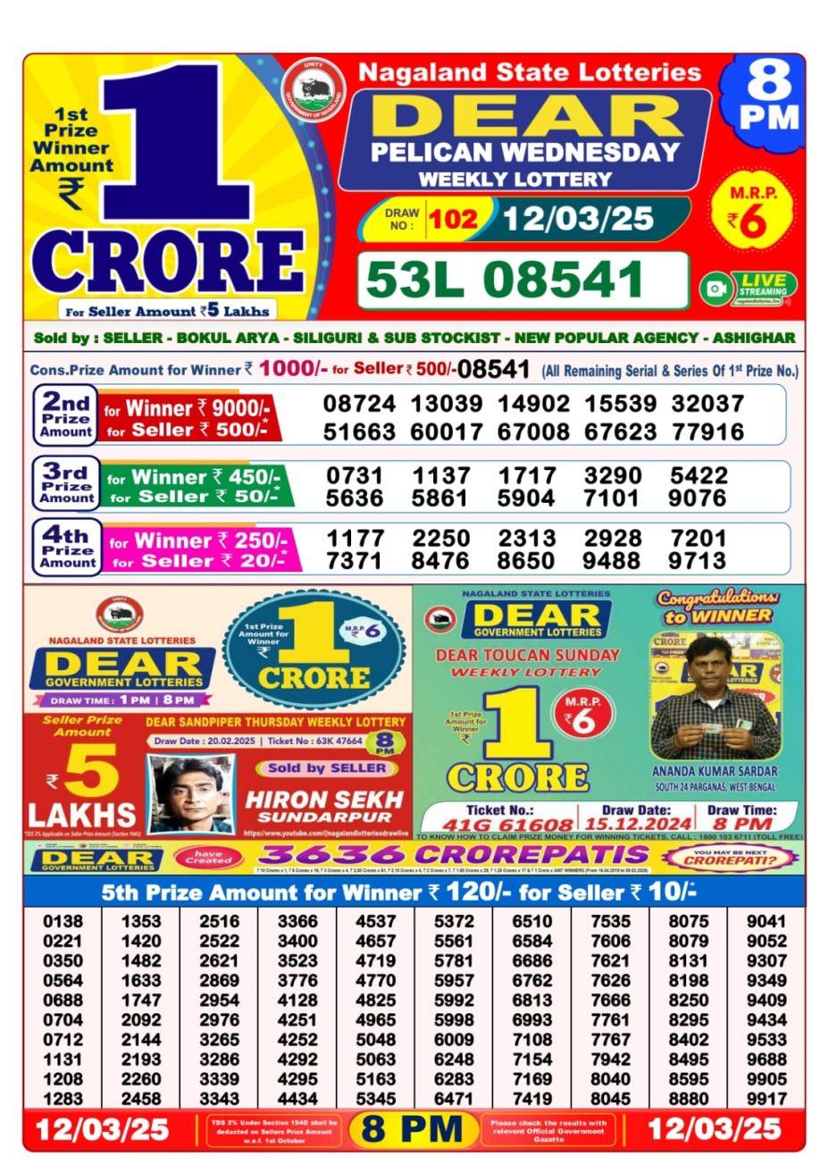 8 PM Lottery Result