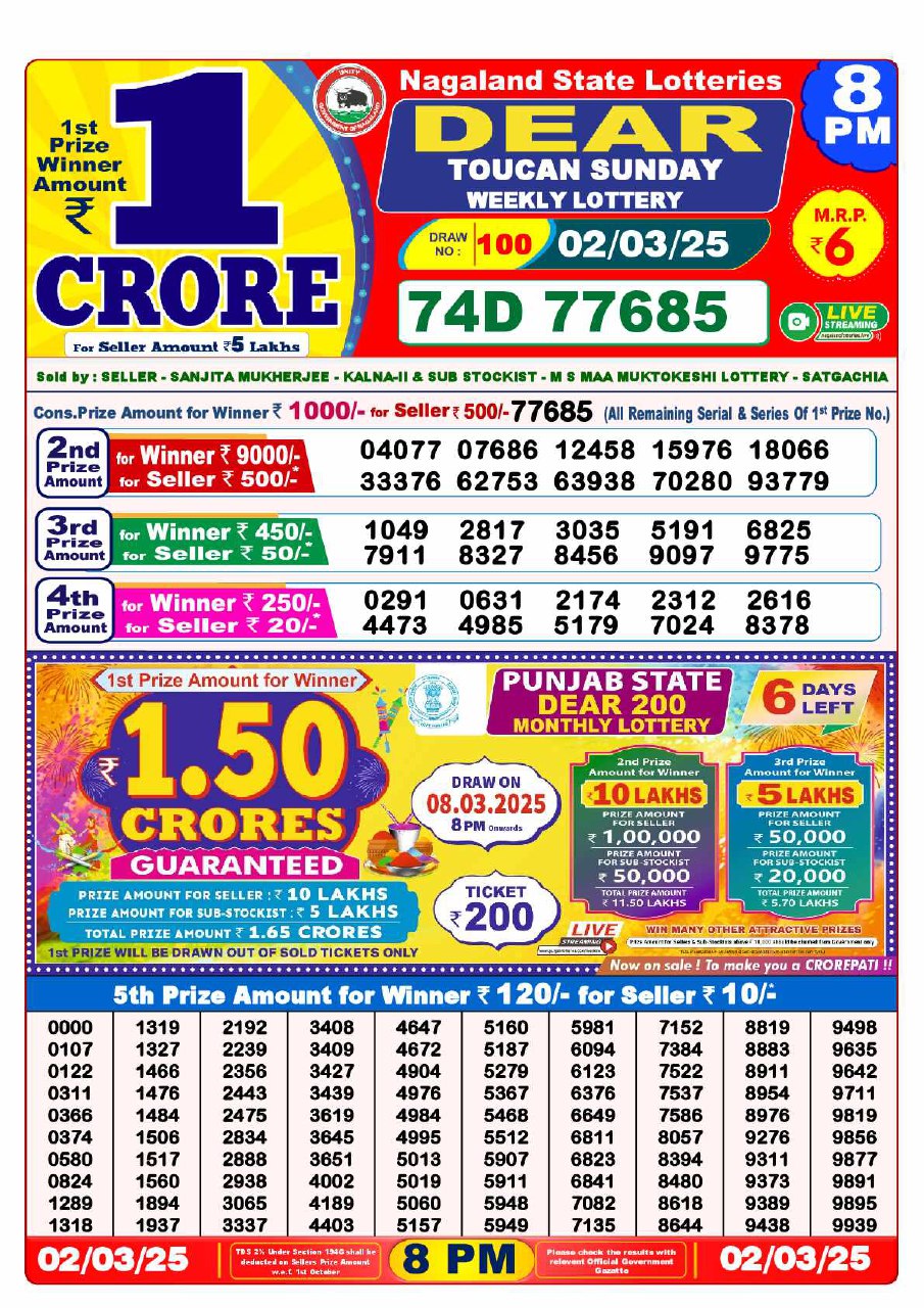 8 PM Lottery Result