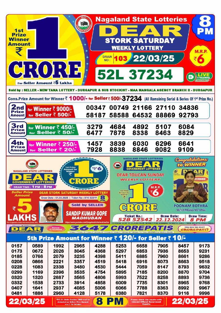 Lottery Sambad 8 PM Result