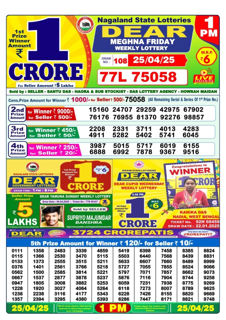 Dear Lottery 1 PM Result - Coming Soon Dear Lottery 1 PM Result - Coming Soon