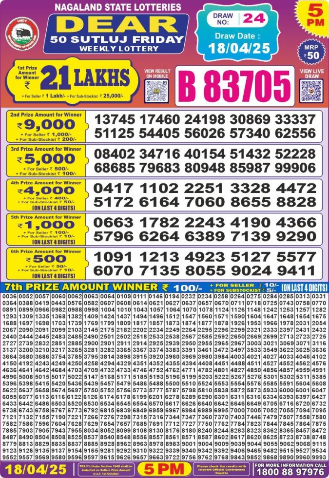 Nagaland State Lottery Result