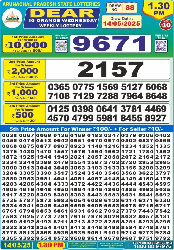 Dear 10 1.30 PM Lottery Result 26/03/25 - Nagaland State Lottery Sambad