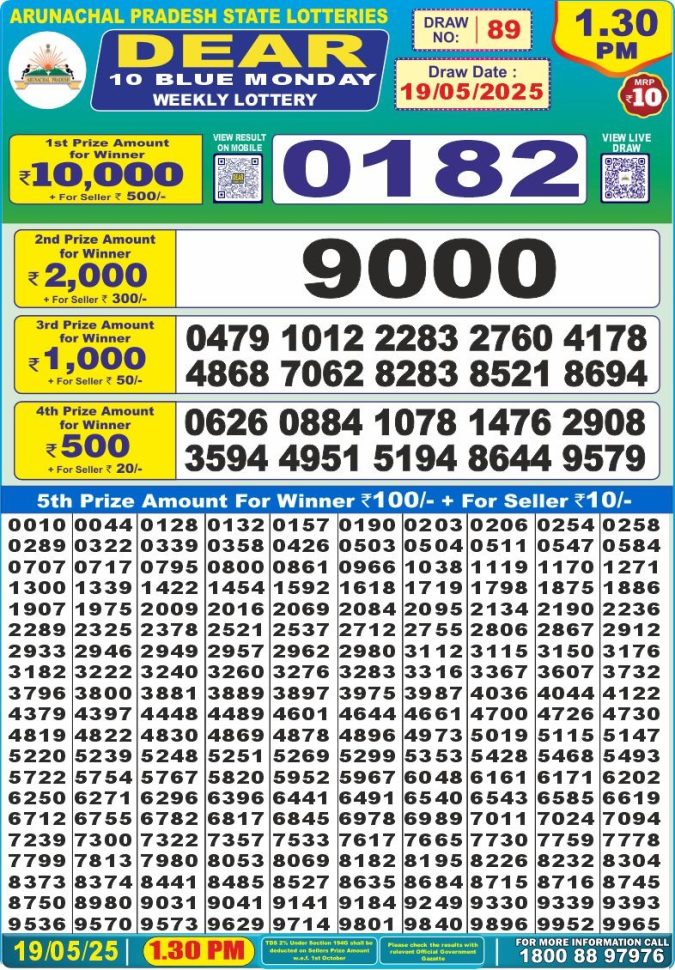 Dear 10 1.30 PM Lottery Result 26/03/25 - Nagaland State Lottery Sambad