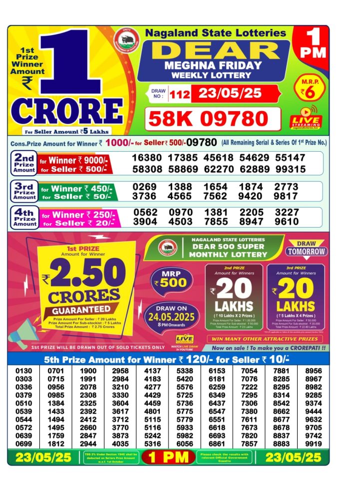 1 PM Lottery Result