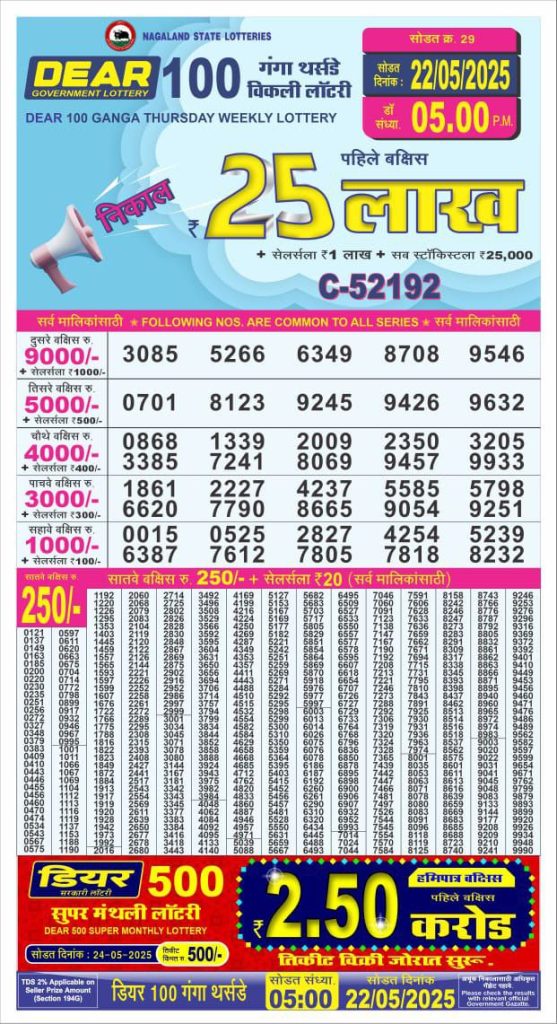 Dear 50 5 PM Lottery Result 24/04/2025
