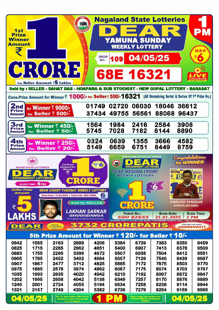 1 PM Lottery Result