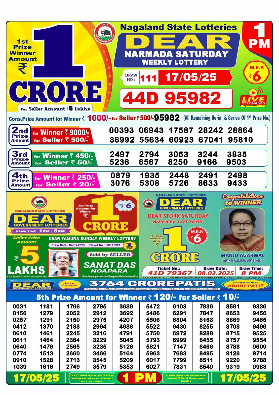 1 PM Lottery Result