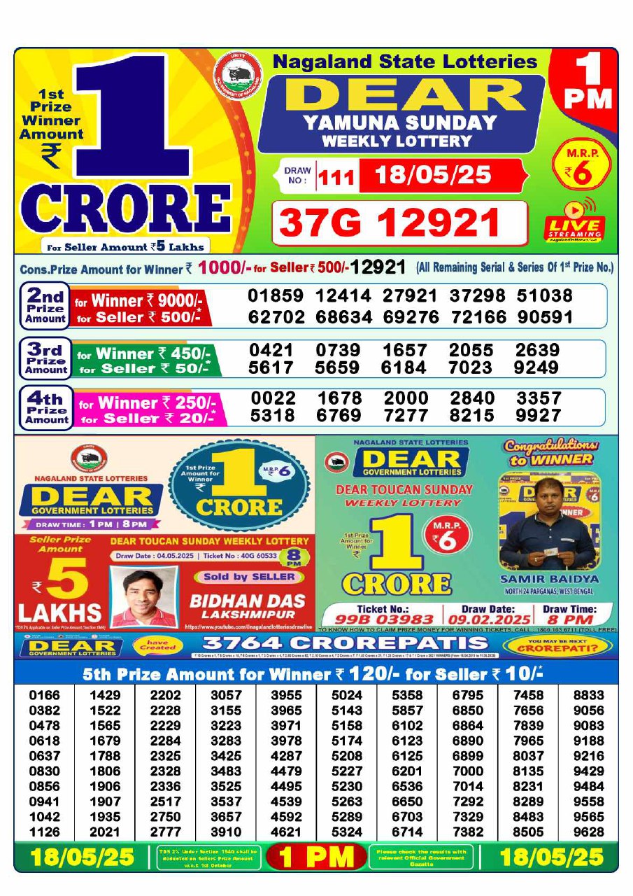 1 PM Lottery Result